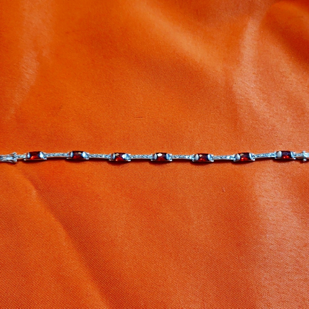 Sterling silver and stone bracelet.